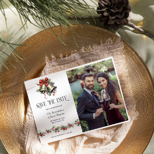 Holly Bells Winter Bruiloft Foto Save The Date