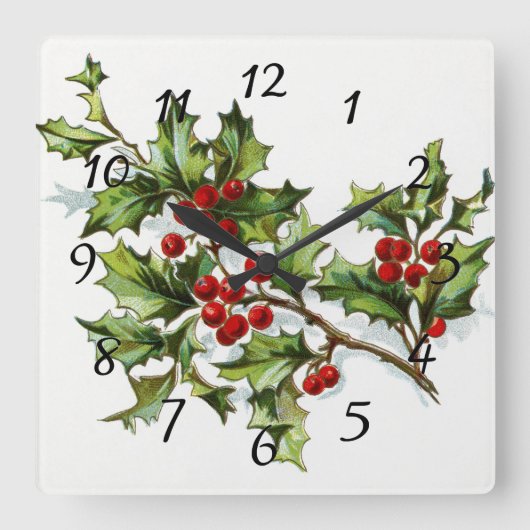Holly Berries20150802 Vierkante Klok (Voorkant)
