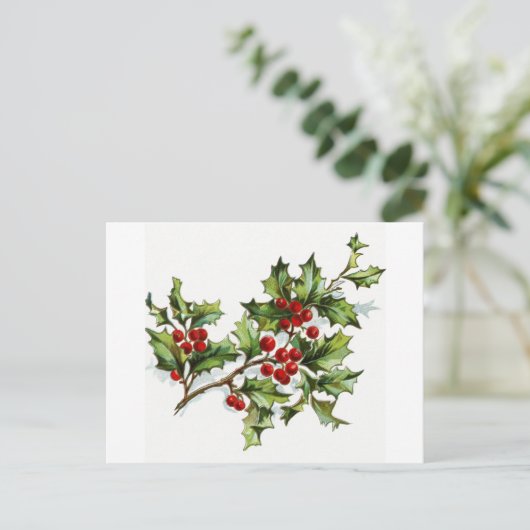 Holly Berries 001 Briefkaart (Staand voorkant)