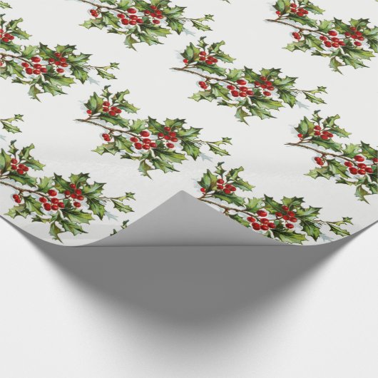 Holly Berries 001 Cadeaupapier (Hoek)