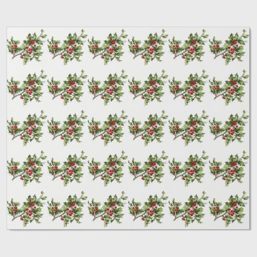 Holly Berries 001 Cadeaupapier (Vlak)