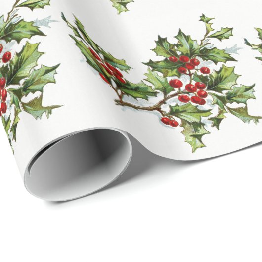Holly Berries 001 Cadeaupapier (Rol Hoek)