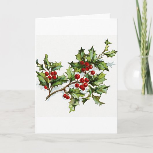 Holly Berries 001 Feestdagen Kaart (Voorkant)