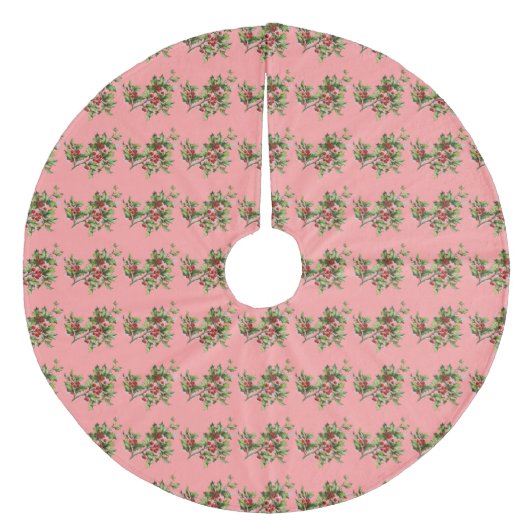 Holly berries 001 fleece kerstboom rok (Voorkant)