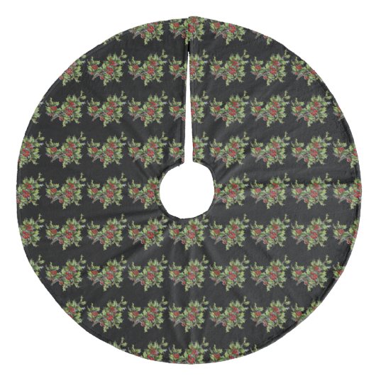 Holly berries 001 fleece kerstboom rok (Voorkant)