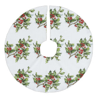 Holly berries 001 imitatie linnen kerstboom rok