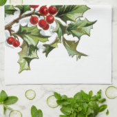 Holly Berries 001 Theedoek (Gevouwen)