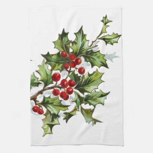 Holly Berries 001 Theedoek (Verticaal)