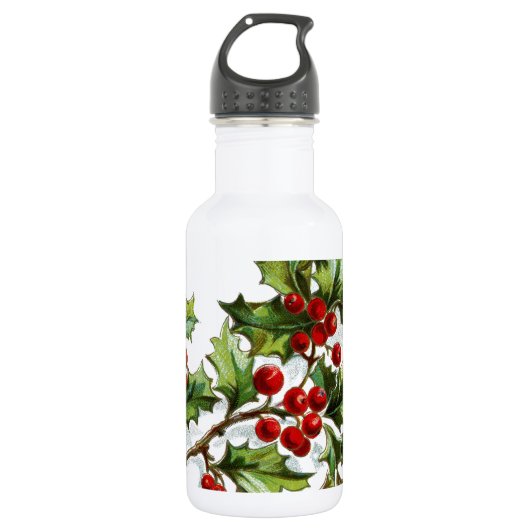 Holly Berries 001 Waterfles (Voorkant)