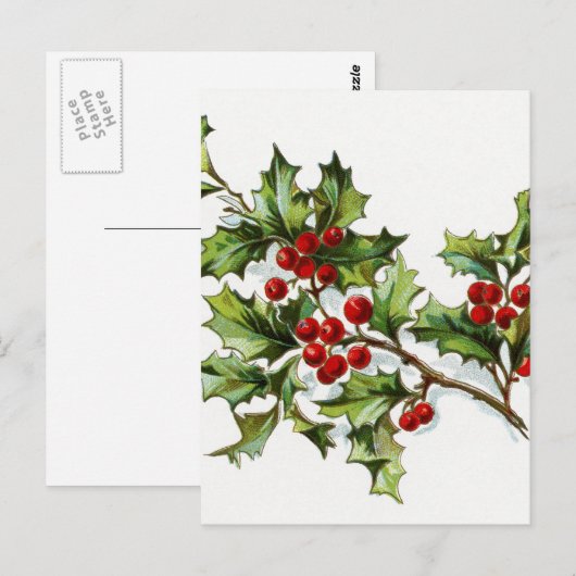 Holly Berries 002 Briefkaart (Voorkant / Achterkant)
