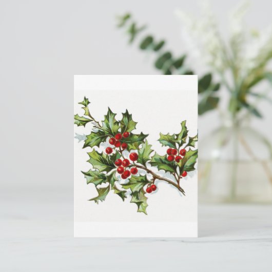 Holly Berries 002 Briefkaart (Staand voorkant)