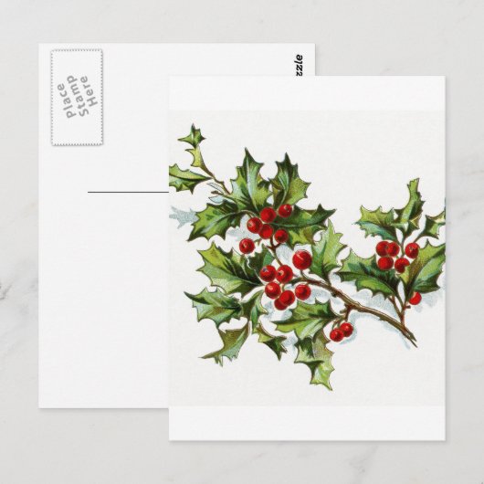 Holly Berries 002 Briefkaart (Voorkant / Achterkant)