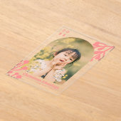 Holly Berries Arch Foto Roze Kerst Acryl Uitnodigingen (Laagn)