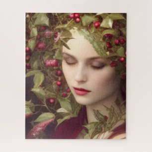 Holly Berries Beauful Woman Holiday Legpuzzel