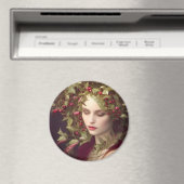 Holly Berries Beauful Woman Kerstmis Magneet (Insitu (Vaatwasser))