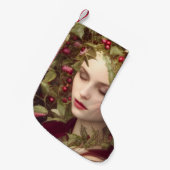 Holly Berries Beauful Woman Kleine Kerstsok (Voorkant (Hangend))