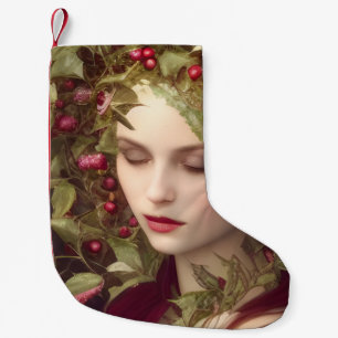 Holly Berries Beauful Woman Kleine Kerstsok