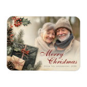  Holly Berries Beige Foto Kerst Magneet (Horizontaal)