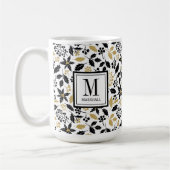 Holly Berries Black Gold Name Monogram Christmas Koffiemok (Links)