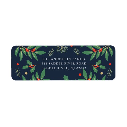 Holly Berries Bloem Retouradres Label (Voorkant)