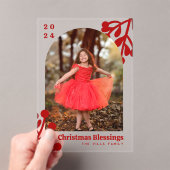 Holly Berries Boog Foto Rode Kerst Acryl Uitnodigingen (Insitu (Draagbaar))