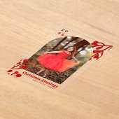 Holly Berries Boog Foto Rode Kerst Acryl Uitnodigingen (Laagn)