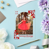 Holly Berries Boog Foto Rode Kerst Acryl Uitnodigingen (Insitu (Huwelijk))