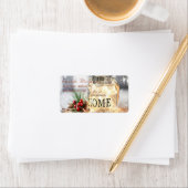 Holly Berries, Branches, Candle Holiday Etiket (Insitu)