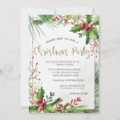 Holly Berries Branches Company Kerstparty Kaart (Voorkant)