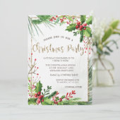 Holly Berries Branches Company Kerstparty Kaart (Staand voorkant)