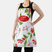 Holly Berries Branches Holiday Apron Schort (Insitu)