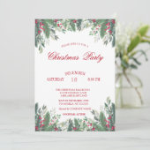 Holly Berries Branches Red Pset Kerstbedrijf Kaart (Staand voorkant)