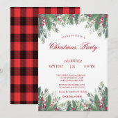 Holly Berries Branches Red Pset Kerstbedrijf Kaart (Voorkant / Achterkant)