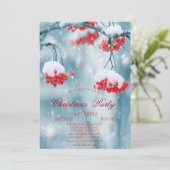 Holly Berries Branches Snow Kerstbedrijf Kaart (Staand voorkant)