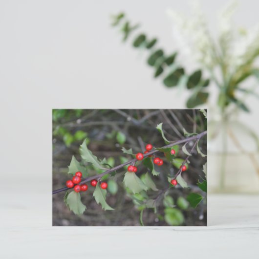 Holly Berries Briefkaart (Staand voorkant)