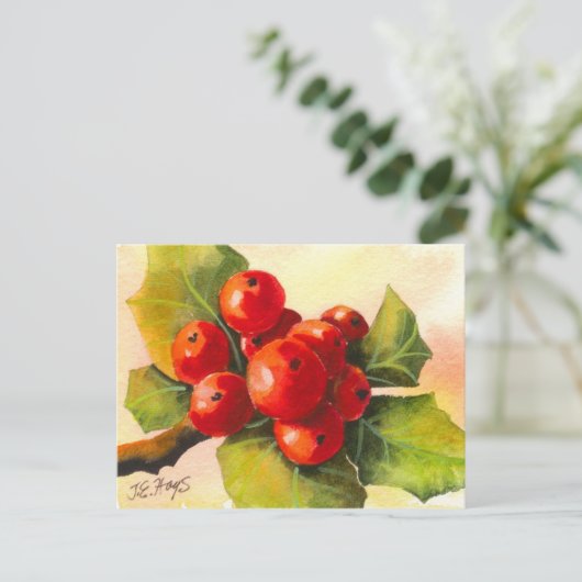 Holly Berries Briefkaart (Staand voorkant)