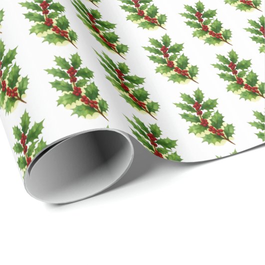Holly & Berries Cadeaupapier (Rol Hoek)