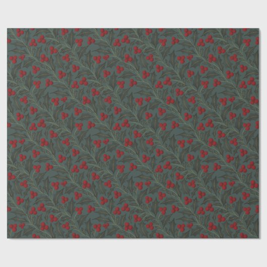 Holly Berries Cadeaupapier (Vlak)