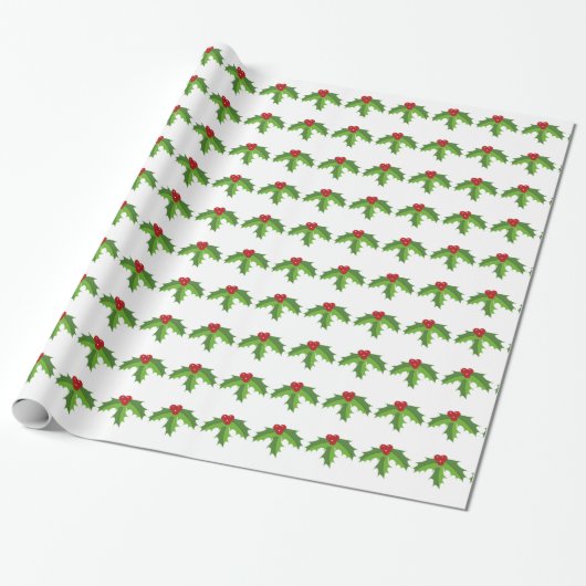 Holly Berries Cadeaupapier (Uitgerold)