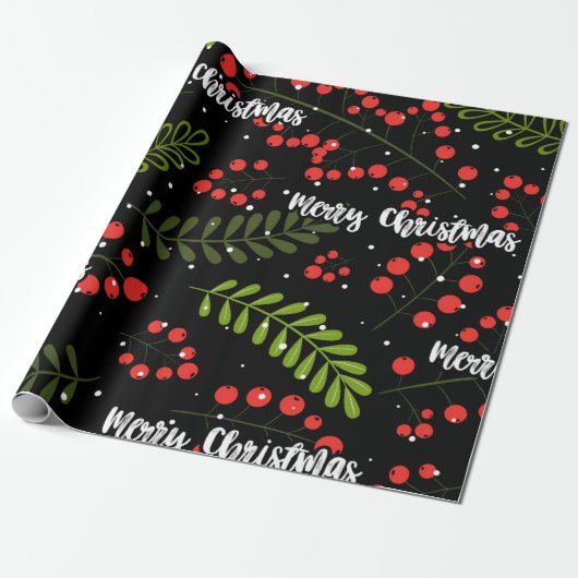 Holly Berries Cadeaupapier (Uitgerold)