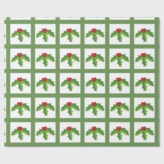 Holly Berries Cadeaupapier (Vlak)