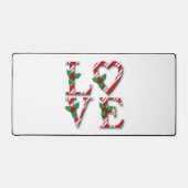 Holly Berries Candy Cane Stripes Love Kerstmis Bureaumat (Voorkant)