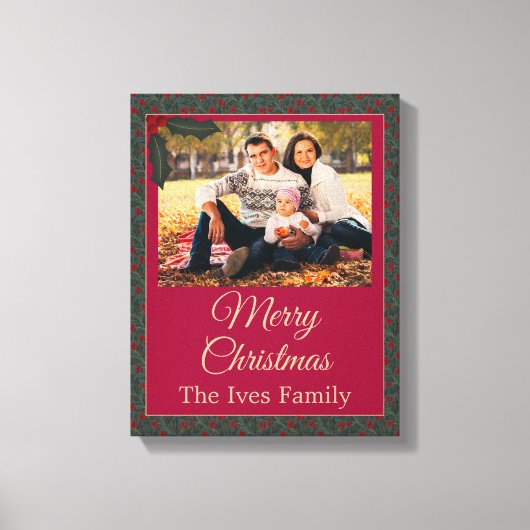 Holly Berries Christmas Canvas Afdruk (Voorkant)
