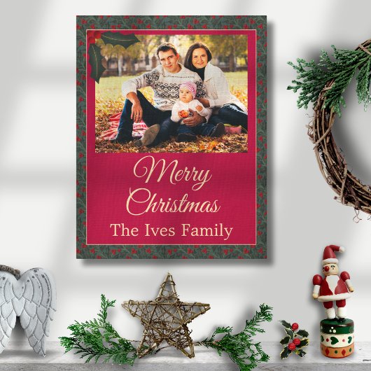 Holly Berries Christmas Canvas Afdruk