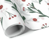 Holly Berries Christmas Doodle Wrapping Paper Cadeaupapier (Rol Hoek)