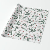 Holly Berries Christmas Doodle Wrapping Paper Cadeaupapier (Uitgerold)