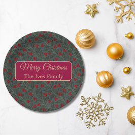 Holly Berries Christmas Papieren Bordje