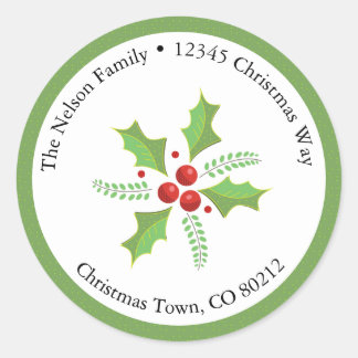 Holly Berries Circulaire retouradres Sticker