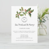 Holly Berries Company Logo Kerstfeest Kaart (Staand voorkant)