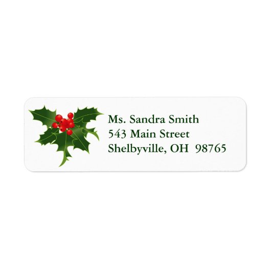 Holly Berries Design Return Address Labels (Voorkant)